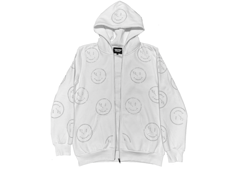 RetroVert White "Smiley" Zipup